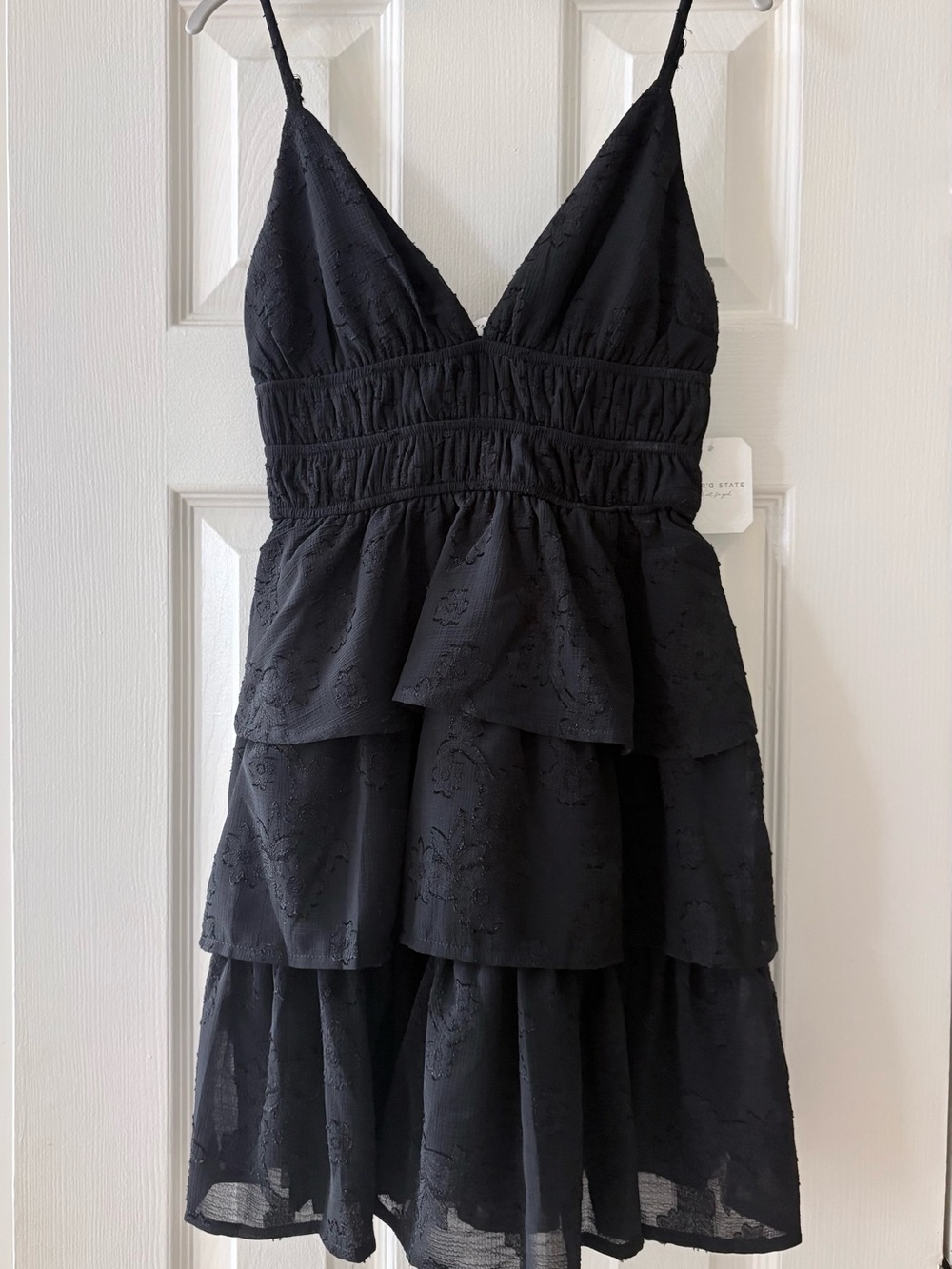Elegant Black Tiered V-Neck Dress